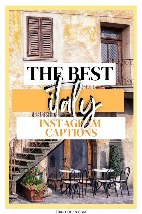 CAFE IN ITALY. TEXT SAYS THE BEST ITALY INSTAGRAM CAPTIONS. Italian Captions For Instagram, Italy Instagram Captions, Tuscany Wineries, Italy Quotes, 2023 Vacation, Vacation Captions, Holiday Image, Postcards From Italy, Italy Instagram