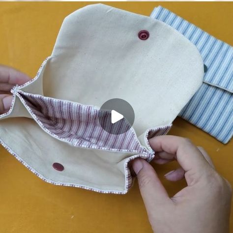 Ae PooiM on Instagram: "DIY Little wallet - Sewing projects!

Learn more: Watch full video version with measurement detail on my youtube channel
“Ae PooiM” as link in Bio

#diybag #wallets #bagtutorial #easysewing #sewingbags #sewingproject #fabricbag" Card Wallet Pattern, Origami Tote Bag, Wallet Sewing Pattern, Sew Wallet, Denim Bag Patterns, Macrame Purse, Wallet Tutorial, Diy Wallet, Canvas Wallet