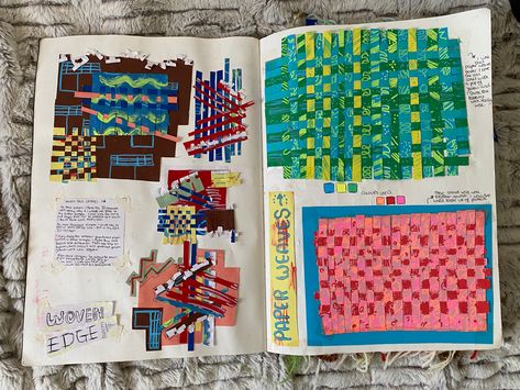 Weaving Sketchbook, Knit Sketchbook, Textiles Scrapbook, Textile Design Sketchbook, Textiles Book, Ks3 Art, Sketchbook Layout, Textiles Sketchbook, Book Presentation