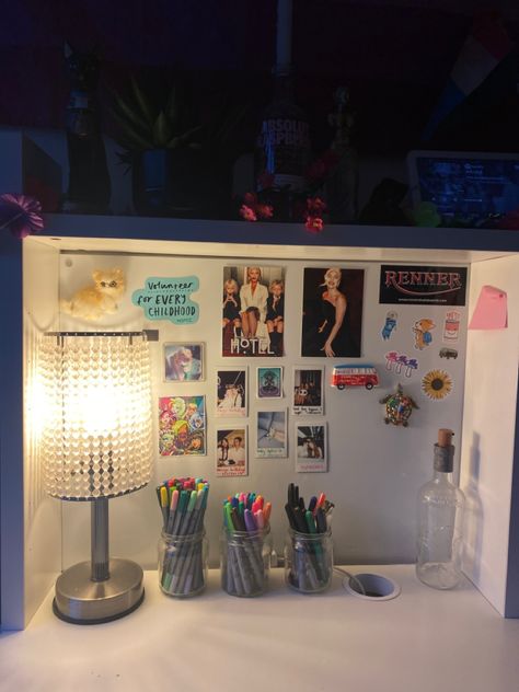 my desk!! #roomdecoration #bedroomideas #bedroomdecoratingideas #clairo #fridgemagnets #travel #teenagegirlbedrooms #aesthetic #polaroid #desksetup #desk Cork Board Desk, Wall Cork Board, Ikea Micke, Aesthetic Polaroid, Working Desk, Desk Wall, My Desk, Study Table