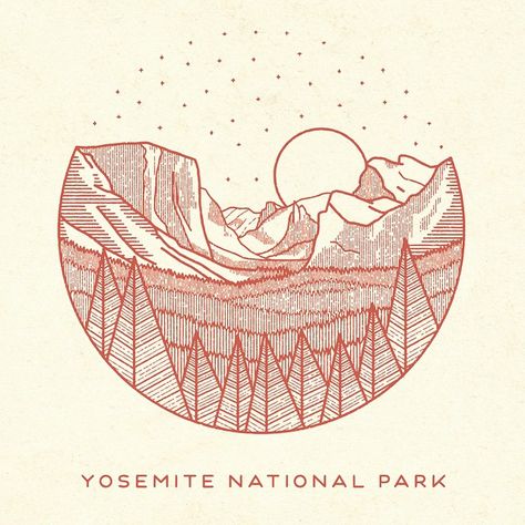 Another illustration to help raise money for National Parks. This is the tunnel view one of the most famous views of Yosemite Valley. From here you can see El Capitan and Bridalveil Fall rising from Yosemite Valley with Half Dome in the background. by briansteely Skillet Pork Chop Recipes, Tattoo Mountain, Elephant Colour, Mountain Valley, Mountain Tattoo, Elephant Tattoos, Unique Logo Design, Music Tattoos, Yosemite Valley