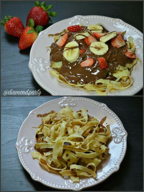 Fettuccine Chocolate crepes😋😋 Chocolate Crepes Recipe, Easy Crepe Recipe, Crepes Recipe, Chocolate Crepes, Crepe Recipes, Fairy Clothes, Food Videos Desserts, Food Videos, Delicious Desserts