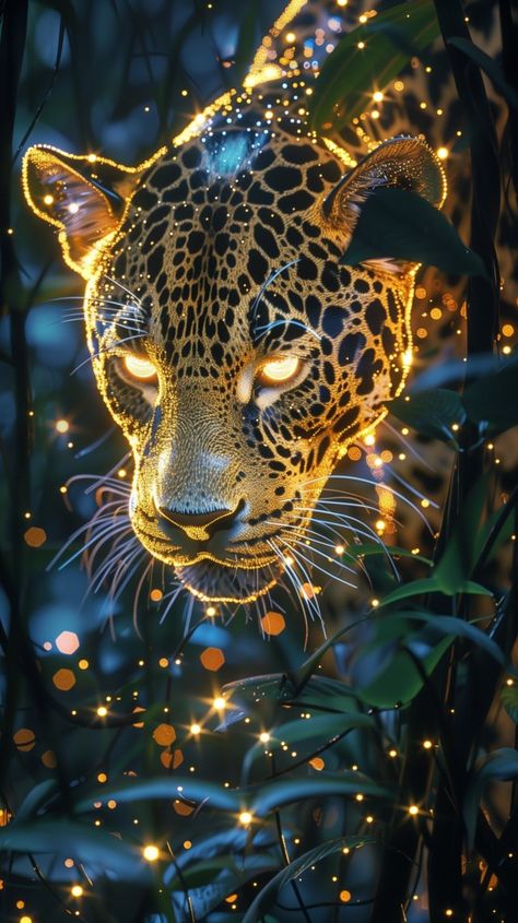 Fantasy Jaguar, Aztec Jaguar, Beautiful Jungle, Photography Elements, Gold Bokeh, Tim Walker, Mystical Creatures, Jaguar, Supernatural