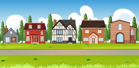 Suburban Landscape, House Clipart, Nature Background Images, Cartoon House, House Vector, Vector Free Download, Cartoon Background, Animation Background, Cartoon Images