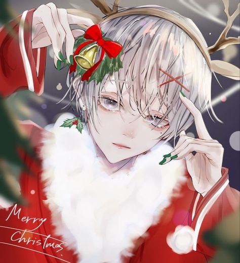 Christmas Oc, Neko Boy, Boy Illustration, Anime Christmas, Cool Anime Guys, Christmas Characters, Anime Drawings Boy, Character Illustration