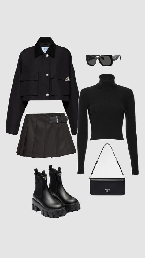 #prada #fashion #fashioninspo #ootd #feminine #black Prada Style Outfit, Prada Outfits, Business Core, Prada Aesthetic, Prada Fashion, Handsome Anime, Outfits Aesthetic, Aesthetic Clothes, Prada