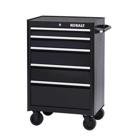 Kobalt 2000 Series 26.5-in W x 40.75-in H 5-Drawer Ball-bearing Steel Tool Cabinet (Black) Tool Box Cabinet, Workbench With Drawers, Rolling Tool Box, Metal Tool Box, Used Cabinets, Tool Box Organization, Cabinet Boxes, Cabinet Black, Tool Cabinet