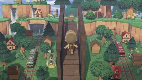 Animal Crossing Forced Perspective, Acnh Forced Perspective City, Acnh Perspective Build, Acnh Perspective, Acnh Forced Perspective, Acnh Citycore, Forced Perspective, Acnh Ideas, Acnh Inspo