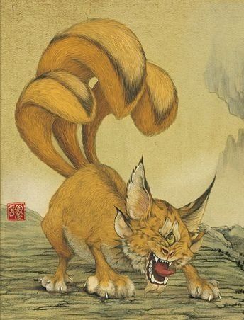 Huan- Chinese myth: a cat with one eye and three tails. It was said if you wore its skin that you would be cured of jaundice. Myths & Monsters, Lookout Mountain, Legends And Myths, Chinese Mythology, Mythical Animal, Animal Sounds, Mythical Beast, Legendary Creature, Mythological Creatures