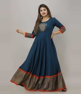 Floor Length Kurti, Kurtis Design, Rayon Kurtis, Frock Style, Ethnic Gown, Designer Anarkali, A Line Kurta, Anarkali Kurta, Printed Gowns