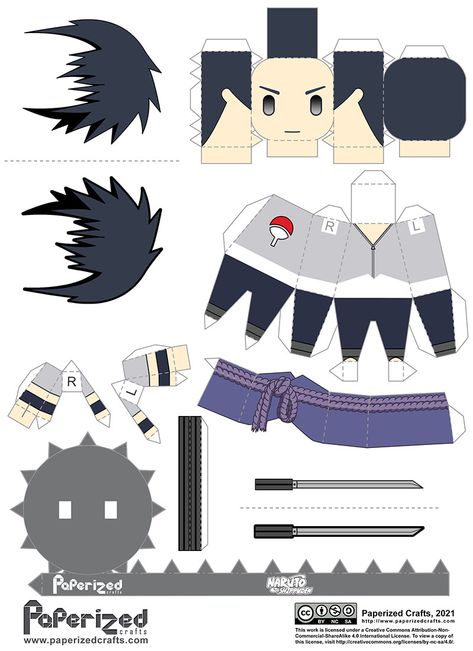 Naruto: Shippuden - Sasuke Uchiha Papercraft | Artesanías en papel Paperized Anime, Origami Naruto, Naruto Anbu, Crafts Anime, Papercraft Anime, Anime Crafts Diy, Anime Paper, Paper Toys Template, Seni Dan Kraf