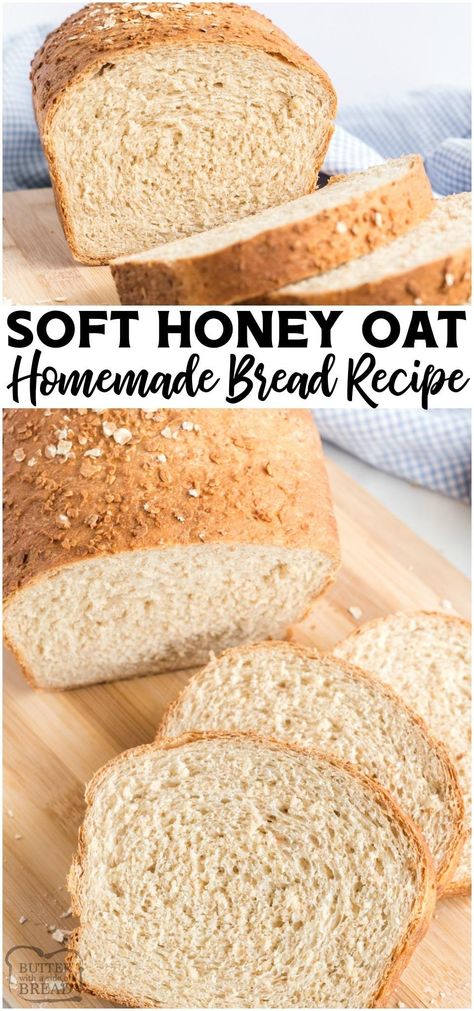 Honey Oat Bread recipe made with part whole wheat flour, honey, milk and oats. It's one of my favorite homemade bread recipes! #bread #homemade #honey #oats #wholewheat #howtomakebread #breadrecipe from BUTTER WITH A SIDE OF BREAD Honey Oat Bread Recipe, Recipes With Oats, Honey Bread Recipe, Oatmeal Bread Recipe, Oat Bread Recipe, Happy Money Saver, Honey Oat Bread, Honey Wheat Bread, Oat Bread