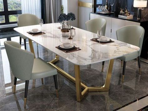 Casual Dining Table, Luxury Dining Table, Marble Top Dining Table, Pandora Gold, Rectangle Dining Table, Luxury Dining Room, Table Extensible, Marble Dining, Luxury Dining