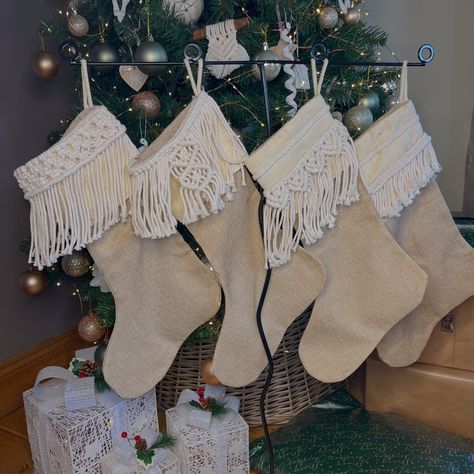 Macrame Christmas Stockings I used... - Caroline Fleming Caroline Fleming, Macrame Christmas, Macrame Design, Cotton Cord, Christmas Stockings, Macrame, Stockings, Christmas, Design