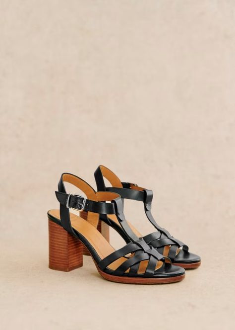 Florence Sandals - Natural heritage - Smooth cowhide leather - Sézane Tie Heels, Court Heels, Natural Heritage, Swim Shoes, Black Sandals Heels, Sheep Leather, Red Suede, Bag Dress, Rubber Heels