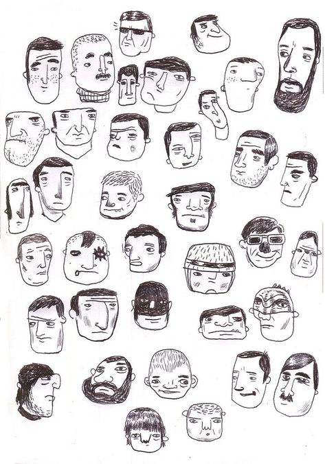 Doodle Faces, 심플한 그림, Fotografi Vintage, Face Illustration, 3d Drawings, Mail Art, Illustrations And Posters, Facial Expressions, Face Drawing