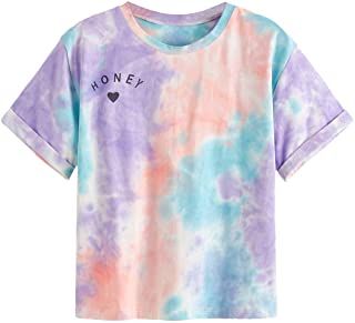 Amazon.com: hippie tees: Clothing, Shoes & Jewelry Cute Tie Dye Shirts, Camisa Tie Dye, Printed Tee Women, Diy Tie Dye Shirts, Tie Dye Crafts, Letter Print Tee, Tie Dye Fashion, How To Tie Dye, Pastel Tie Dye