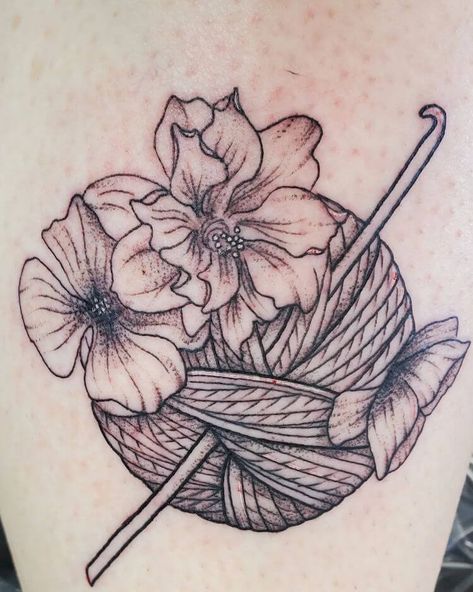 Crochet Hook Tattoo, Crochet Tattoo Ideas, Crochet Tattoos, Yarn Tattoo, Hook Tattoo, Knitting Tattoo, Hook Tattoos, Crochet Tattoo, Health Tattoo