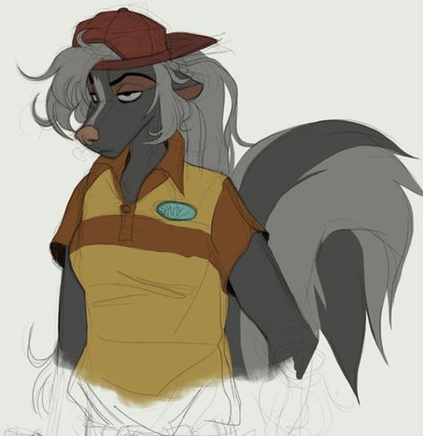 By Terribleanimal Skunk Character Design, Skunk Fursona, Skunk Character, The Mechanic, Zootopia, Creature Design, Art Reference Poses, Fantasy Character Design, Animal Drawings