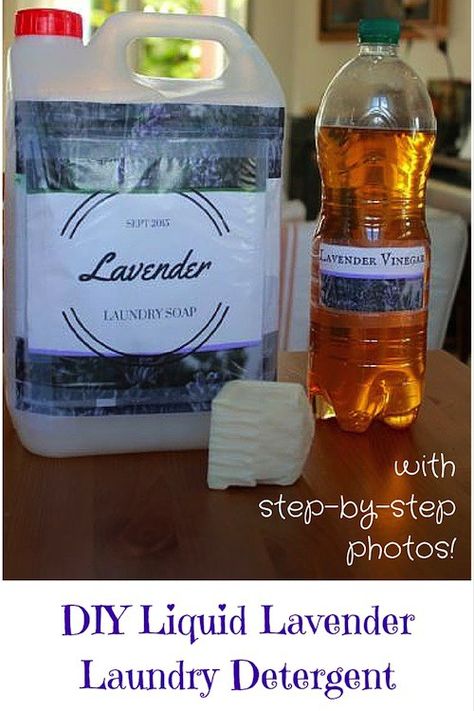 This step-by-step tutorial with photos simplifies the process. And the lavender-infused end-result is amazing! Diy Laundry Detergent Liquid, Homemade Liquid Laundry Detergent, Lavender Laundry Detergent, Homemade Laundry Detergent Liquid, Lavender Laundry, Diy Laundry Detergent, Washing Soda, Liquid Laundry Detergent, Laundry Liquid