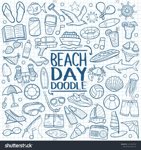 Beach Doodle, Beach Doodles, Holiday Drawings, Holiday Doodles, Summer Doodles, Uk Summer, Doodle Icon, Technology Logo, Hand Drawn Design