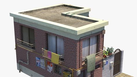 Korean Townhouse, Japan Bloxburg, Korean House Design, Korean City, Japan Town, Bloxburg Layout, Korean Apartment, Korean House, City Ideas