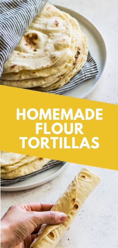 Love those fresh and soft flour tortillas from your favorite Mexican restaurant? Now you can make your own at home! These delicious homemade flour tortillas are easy to make, pliable yet sturdy, won't rip and only require 5 ingredients! Hand mixing and stand mixer instructions. #tortillas #mexicanrecipes #texmex Mexican Flour Tortillas, Lunch Meals, Homemade Flour, Recipes With Flour Tortillas, Homemade Corn Tortillas, Homemade Flour Tortillas, Pain Sans Gluten, Gluten Free Tortillas, Tortilla Recipe