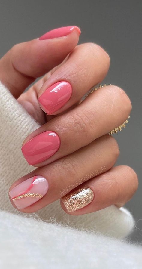 @nailsbypaulin Nail Design On One Finger, Spring Nails 2024 Trends Gel, May Gel Nails Ideas 2024, Spring Shellac Nails 2024, May Nails Ideas 2024 Simple, May Nail Designs 2024, Short Nails Design Ideas 2024 Summer, Nagel Inspiration, Gel Nail Manicure