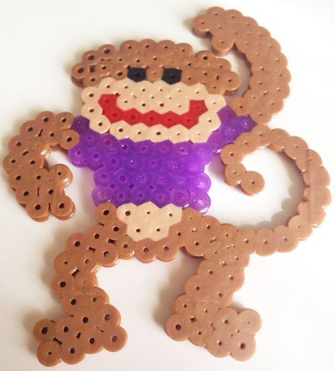 Perler bead monkey Monkey Perler Beads, Monkey Perler Bead Pattern, Hama Mini, Melty Bead Designs, Monkey Pattern, Melty Bead Patterns, Melty Beads, Melting Beads, Perler Beads Designs