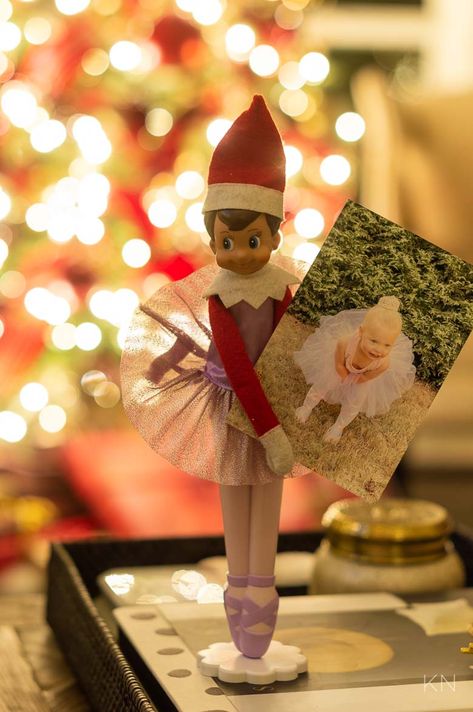 Elf on the Shelf Ideas -- Ballerina Ballerina Christmas, Hosting Christmas, Elf Clothes, Snack Items, Elf On The Shelf Ideas, Nutcracker Christmas, Holiday Sweater, Shelf Ideas, Red Bow