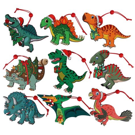 PRICES MAY VARY. Dinosaur Ornaments : Set of 9 styles of dinosaur Christmas ornaments(Includes Tyrannosaurus, Spinosaurus, Pterosaur, Triceratops, Ankylosaurus and Stegosaurus etc ) . Classic dinosaur Pattern with Christmas style, Bring festive joy to your family and kids . Multi-application : Great for adding to your tree, into a garland, window display or hanging on the door, Also attach them as gift tags . It can be part of your dinosaur themed party. Add a festive touch to your home decor wi Garland Window, Dinosaur Themed Party, Dinosaur Christmas Ornament, Dinosaur Ornament, Christmas Tree Hanging, Dinosaur Theme Party, Dinosaur Pattern, Christmas Style, Dinosaur Christmas