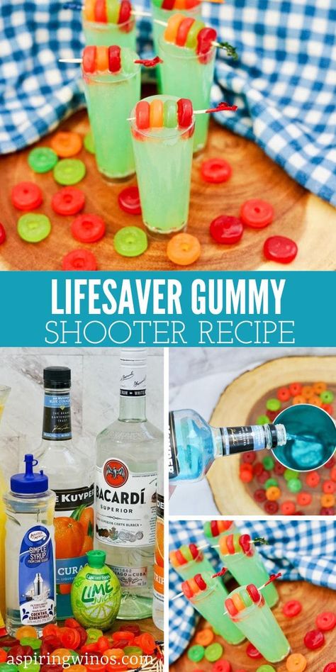 Lifesaver Gummy Shooter Recipe | Rum Shooter Recipe | Lifesaver Gummy Recipe | Tropical Shooters | Easy to make shooters #LifesaverGummy #LifesaverGummyShooters #ShooterRecipe #RumShooters #Recipes Bartending Ideas, Gummy Recipe, Shots Alcohol Recipes, Shooter Recipes, Rum Punch Recipes, Blog Success, Gummies Recipe, Creative Cocktails, Cocktail Shots