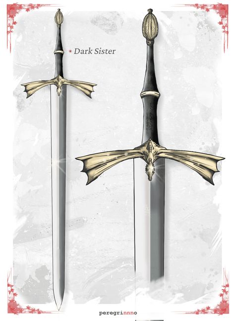 Fantasy Swords Illustration, Game Of Thrones Swords, Dance Of The Dragons, Dark Sister, Valyrian Steel, Dragons Design, Sisters Drawing, Game Of Thrones Books, Daemon Targaryen