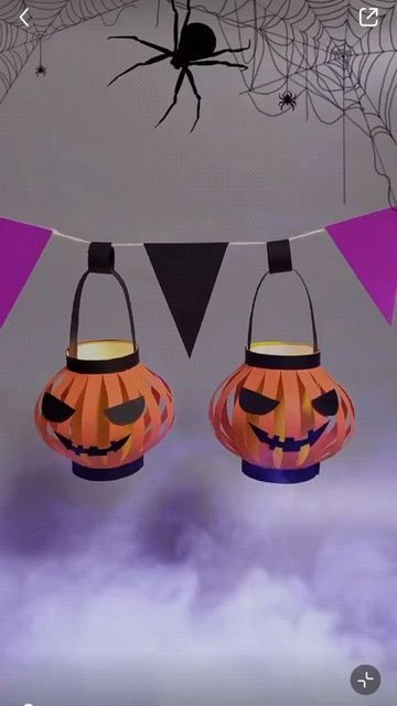 Halloween Paper Lanterns Diy, Paper Pumpkin Lantern, Diy Halloween Lantern, Pumpkin Lantern Craft, Paper Halloween Decorations Diy, Heloween Decoration Diy, Halloween Lantern Craft, Lantern Art And Craft, Halloween At Home Ideas For Kids