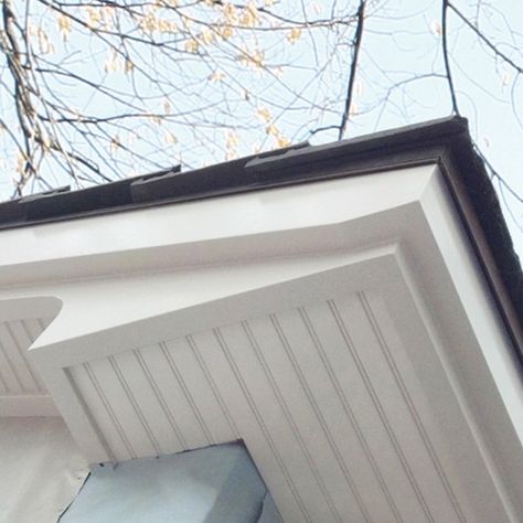 Soffit Detail - WindsorONE Soffit Exterior, Angels Landing, Wooden Gates, White Cottage, Tongue And Groove, Home Projects, Holland, House Exterior, Blinds