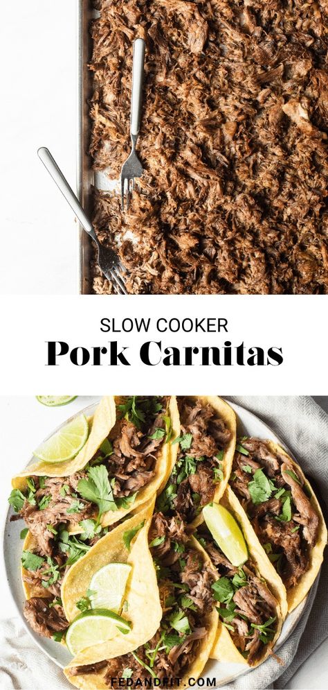 These slow cooker pork carnitas are equal parts crispy, juicy, and delicious, and thanks to the slow cooker, they’re incredibly easy to make! Carnitas Slow Cooker, Leftover Carnitas, Slow Cooker Pork Carnitas, Slow Cooker Carnitas, Pork Carnitas Slow Cooker, Slow Cooker Pork Tenderloin, Slow Cooked Meat, Carnitas Recipe, Pork Carnitas