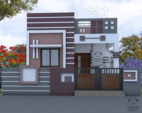 Outer Wall Painting Ideas, Home Velveshan Designs, House Outer Paint Color, Simple House Exterior Design, Small House Design Kerala, Flat House Design, House Front Wall Design, Single Floor House Design, Front Wall Design