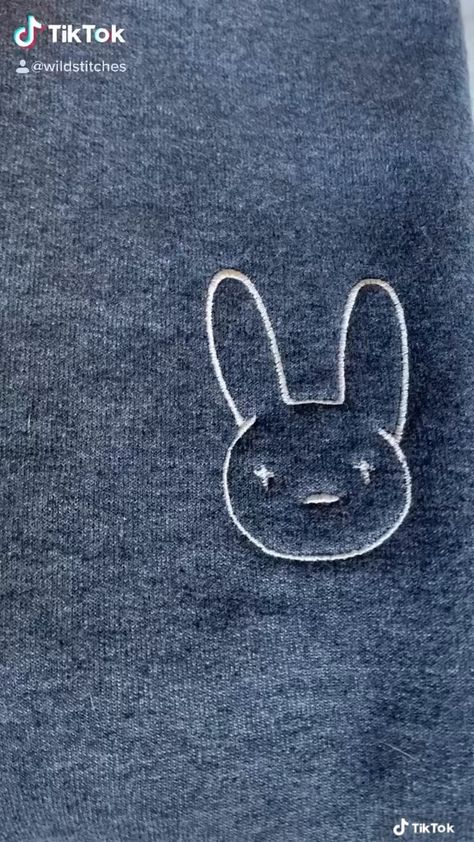 Bad Bunny Logo, Crewneck Embroidery, Embroidery Custom, Embroidery Designs Machine, Bunny Logo, Bad Bunny, Custom Embroidery, Clothing Ideas, Diy Fashion