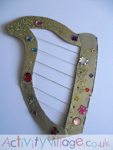 Harp Craft, Shabbat Crafts, Nursery Rhymes Preschool Crafts, Fairytale Lessons, Music Instruments Diy, Fairy Tales Preschool, Instrument Craft, Fairy Tale Crafts, Sleeping Giant