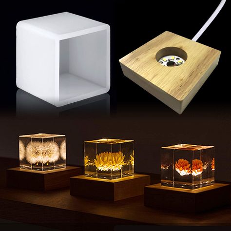 PRICES MAY VARY. Material:The resin mold is made of flexible soft silicone,durable;the lighted base is made of wood,power saving,long life Cube Light Epoxy Molds: It will be a great addition to your home, creates a very pleasant ambiance under the light. LED Resin Molds Silicone: Perfect for office decor, workbench, bedside lamp, children's room, holiday decor, party decor, wedding, birthday gifts. Package Contents: 1x cube resin mold,1x led light base,resin mold size: 2.91x 2.91x2.71inches,ligh Silicone Molds For Resin, Mold Spray, Cylinder Lights, Molds For Resin, Formy Silikonowe, Mold Kit, Cube Light, Artistic Home, Craft Molds