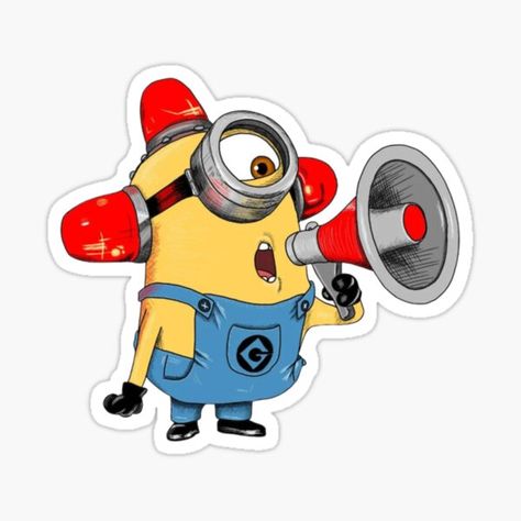 "MINIONS Speaker" Sticker for Sale by Jamaika-Vuppir | Redbubble Minion Stickers, Yellow Guy, Calvin And Hobbes, Cute Characters, Pixar, Minion, Science Poster, Stranger Things Fanart, Sticker Design