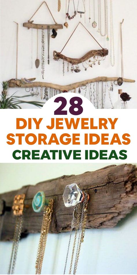 Discover elegant ways to keep your jewelry organized and stylish with these creative DIY storage ideas. Transform a vintage frame into a beautiful hanging jewelry holder by adding decorative hooks for a chic display. Upcycle a small saucer or plate into a unique jewelry dish with paint and gold leaf accents for a glamorous touch. Repurpose a wooden hanger into a personalized organizer by atta...#The #Exploring #Jewelry #Jewelry #Art #World #of #the #Tidiness #Organizers #Organizers #of #World Dyi Jewelry Storage, Diy For Jewelry Holders, Ways To Hang Jewelry, Driftwood Jewelry Hanger, Creative Ways To Display Earrings For Sale, Necklaces Holder Diy, Ways To Hang Necklaces, Wooden Jewelry Stand Diy, Driftwood Earring Holder