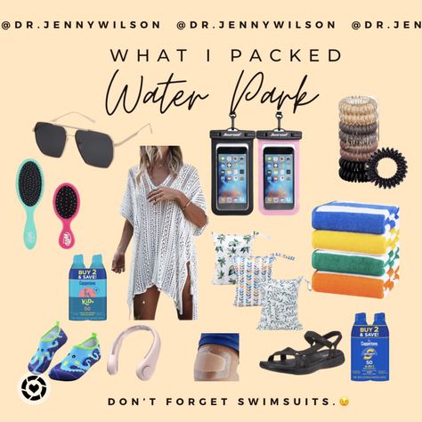 What I packed to the water park. #waterpark #amazon #checklist #summerpacking #summervacation #whatipacked #poolday #beachtrip Outfit Ideas For Water Park, Waterpark Outfit Ideas For Moms, What To Take To A Water Park, Waterpark Checklist, Amusement Park Checklist, What To Bring To Water Park, Indoor Water Park Outfit For Moms, Water Park Outfit Ideas Summer, Indoor Waterpark Outfit For Moms