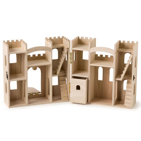 "The unfinished building is already constructed, so you just need to add your own paints, stains and embellishments to make it your own. The castle features multiple levels and several rooms, perfect for creative minds and young imaginations. This wooden castle dollhouse is a fun project in the making for you and your kids. The unfinished building is already constructed, so you just need to add your own paints, stains and embellishments to make it your own. The castle features multiple levels an Wood Castle, Play Castle, Castle Dollhouse, Cardboard Crafts Kids, Wooden Castle, Wood Supply, Doll House Plans, Wood Burning Kits, Kids Crafting