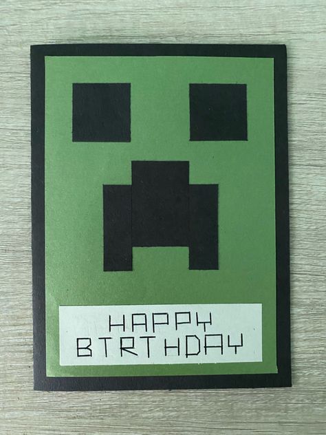 Minecraft Card, Minecraft Birthday Card, Minecraft Gifts, Birthday Watercolor, Diy Minecraft, Diy Gift Card, Inspiration Painting, Birthday Captions, Minecraft Birthday