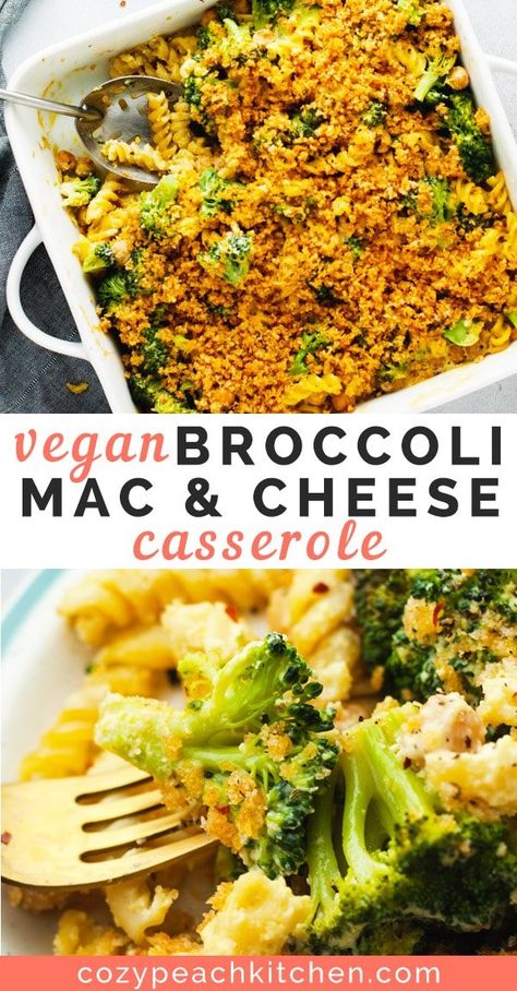 Broccoli Mac And Cheese Casserole, March Recipes, Broccoli Mac And Cheese, Healthy Pasta Bake, Vegan Pasta Bake, Vegan Casseroles, Macaroni And Cheese Casserole, Pasta Broccoli, Mac And Cheese Casserole