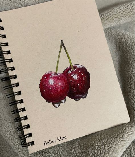 Realtic Drawing, Colorful Realistic Drawings, Dessert Drawing Realistic, Drawing Ideas Realistic Coloring, Fruit Drawing Realistic, Realistic Food Drawings, Realistic Prismacolor Drawings, Realistic Fruit Drawing, Realistic Drawing Reference