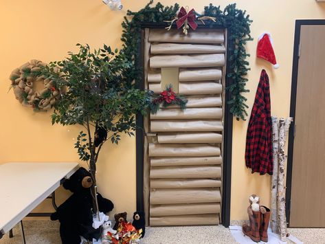 Office door decorating contest Log Cabin Door Decorating Contest, Office Door Decorating Contest, Cabin Door Decorations, Christmas Cubicle Decorations, Cabin Office, Cabin Door, Door Decorating Contest, Cabin Doors, School Doors