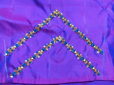 Simple Tread Works, Simple Tread Works For Blouse, Work On Blouse, Maggam Blouse, Aari Design, Cutwork Blouse, Basic Hand Embroidery Stitches, Zardosi Work, Aari Designs