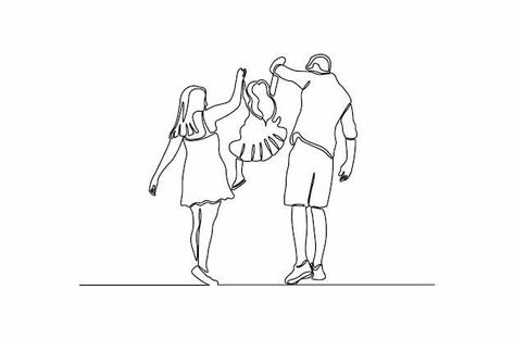 Line Art Design Family, Family Sketch Illustration, Family Of 3 Drawing, Family Outline Drawing, Family Drawing Sketch, Happy Family Drawing, Family Silhouette Art, One Line Drawing Family, Family Outline